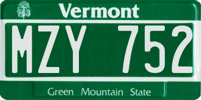 VT license plate MZY752