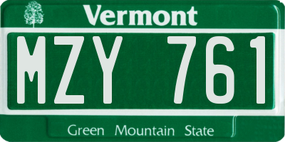 VT license plate MZY761