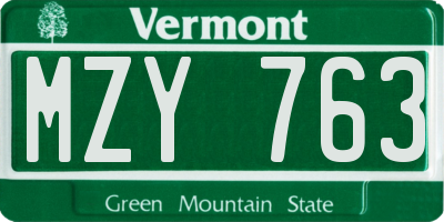 VT license plate MZY763
