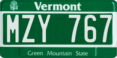 VT license plate MZY767