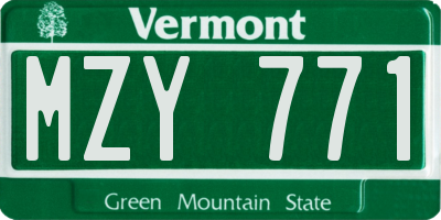VT license plate MZY771
