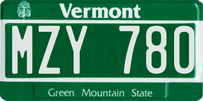 VT license plate MZY780