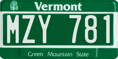 VT license plate MZY781
