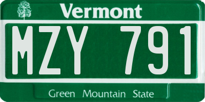 VT license plate MZY791