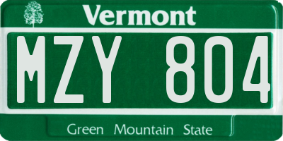 VT license plate MZY804