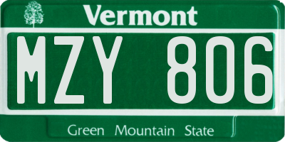 VT license plate MZY806
