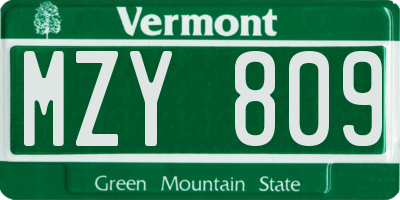 VT license plate MZY809