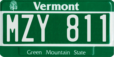 VT license plate MZY811