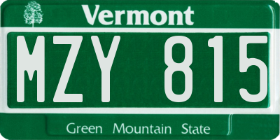 VT license plate MZY815