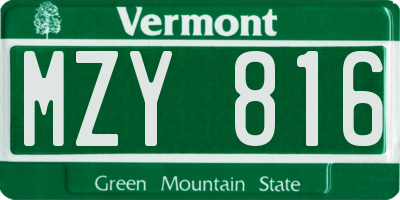 VT license plate MZY816