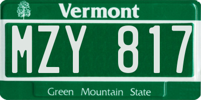 VT license plate MZY817