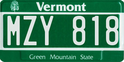 VT license plate MZY818