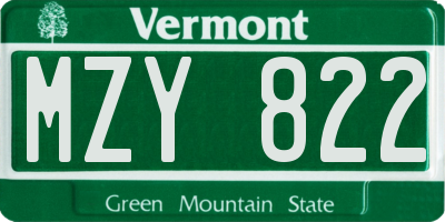VT license plate MZY822