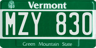 VT license plate MZY830