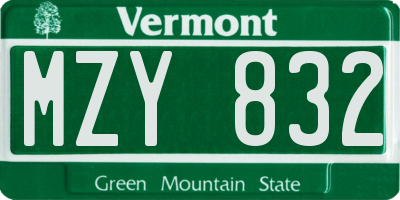 VT license plate MZY832