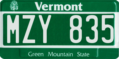 VT license plate MZY835