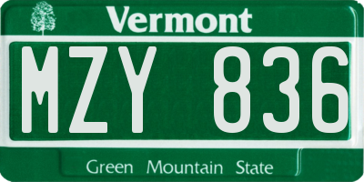 VT license plate MZY836