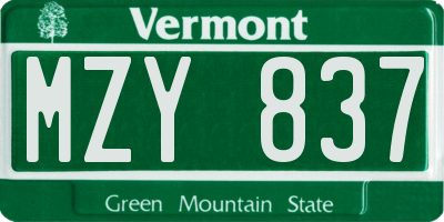 VT license plate MZY837