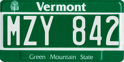 VT license plate MZY842