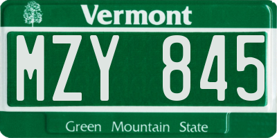 VT license plate MZY845