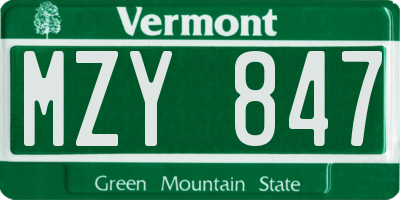 VT license plate MZY847