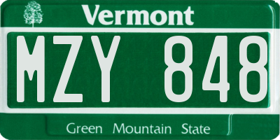 VT license plate MZY848