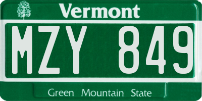 VT license plate MZY849