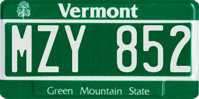 VT license plate MZY852