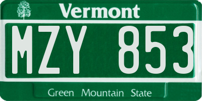 VT license plate MZY853