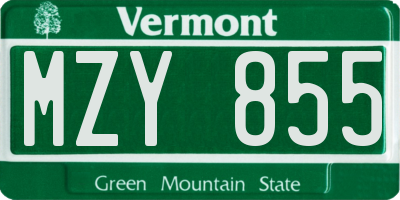 VT license plate MZY855