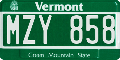 VT license plate MZY858