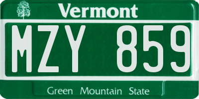 VT license plate MZY859