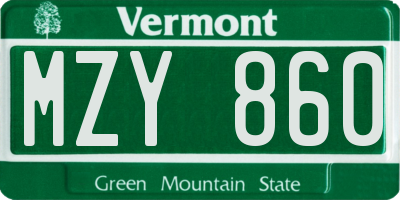 VT license plate MZY860