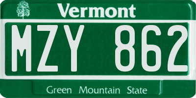 VT license plate MZY862