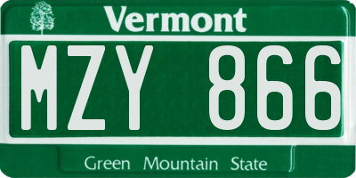 VT license plate MZY866