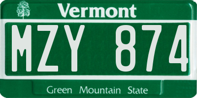 VT license plate MZY874