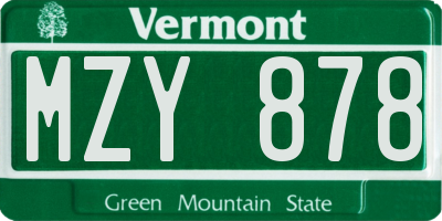 VT license plate MZY878