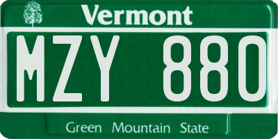 VT license plate MZY880