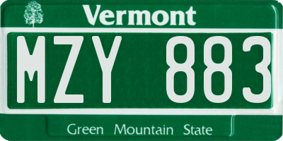 VT license plate MZY883