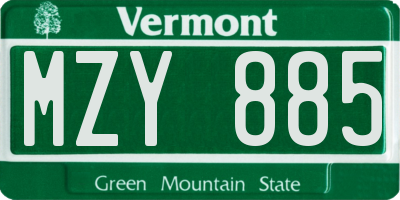 VT license plate MZY885