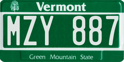 VT license plate MZY887