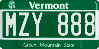 VT license plate MZY888