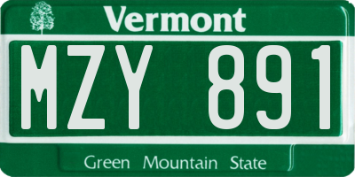 VT license plate MZY891