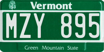 VT license plate MZY895