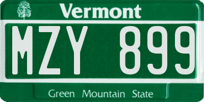 VT license plate MZY899