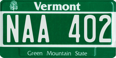 VT license plate NAA402