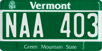 VT license plate NAA403