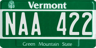 VT license plate NAA422