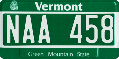 VT license plate NAA458