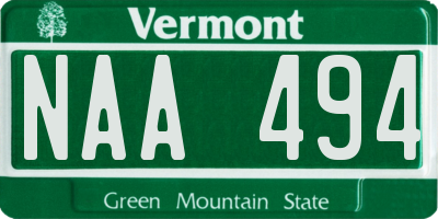 VT license plate NAA494